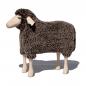 Preview: sheep, small,brown wool plush, beech wood