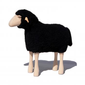 lamb, black wool plush, beech wood