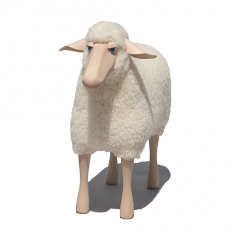Schaf, klein, weißer Wollplüsch, Buche