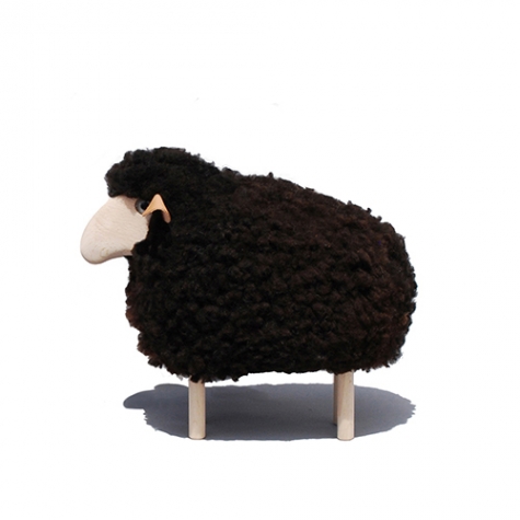 tiny little lamb, brown fur, beech wood