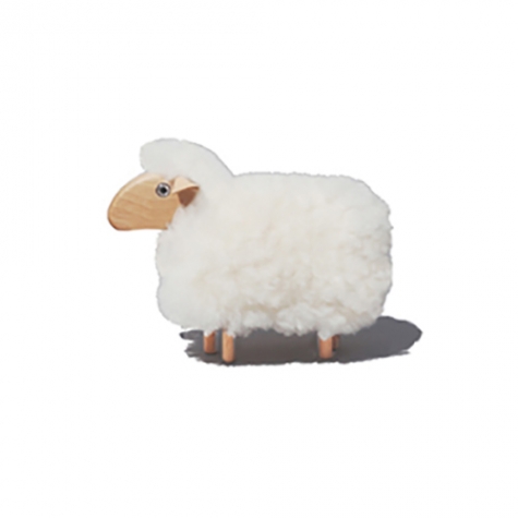 tiny sheep, white fur, beech wood