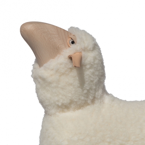 lamb, nosy, white wool plush, beech wood